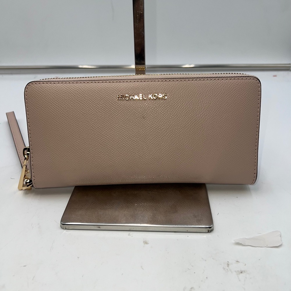 Michael Kors Zip Around Wristlet Wallet Blush Pink Saffiano Leather